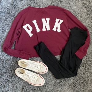 Long sleeve VS Pink ribbed top size xs